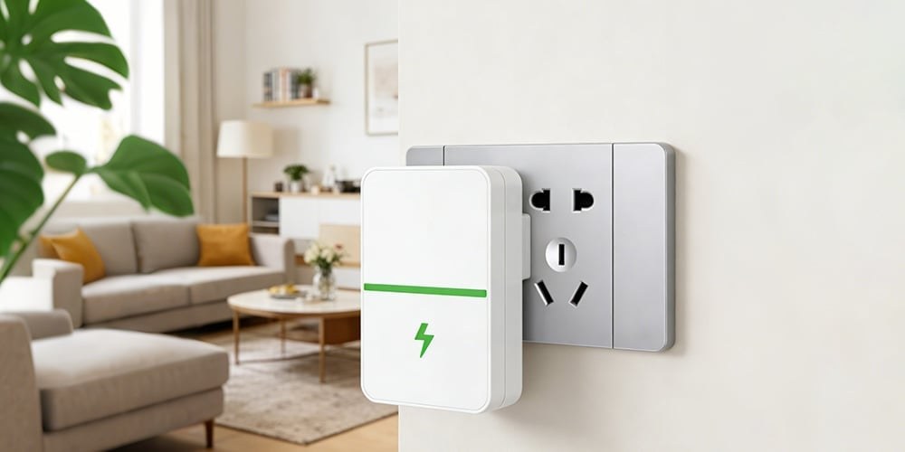 StopWatt seated in a living room wall socket