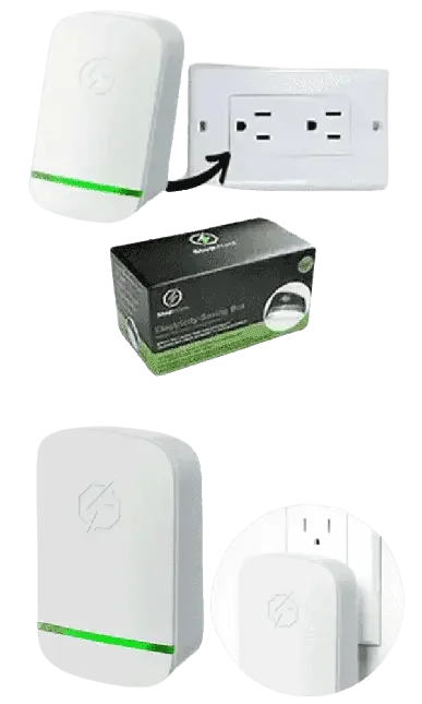 StopWatt shown plugged into a wall outlet from several angles